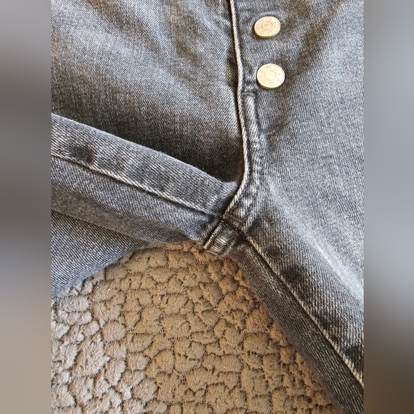 AMO Button Front Audrey w/Snaps Slim Straight Jeans Black Gray Vixen, size 24 - Picture 10 of 10
